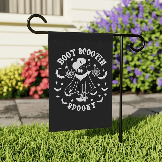 Cowboy Ghost Halloween Garden Flag: Boot Scootin' Spooky Western Decor