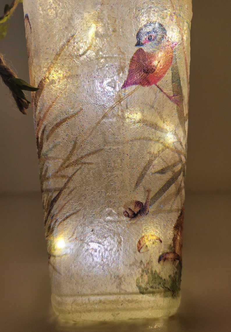Fox Bottle Lamp | Woodland LED Bottle Light | Wildlife Home Decor | Decoupage Rustic Gift