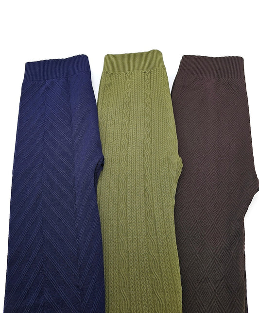 Fleece Lined Textured Winter Leggings: Ultra Soft Comfy Fit, Warm Tights, Yoga Pants