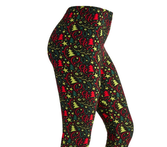 Ultra Soft Christmas Leggings: Assorted Holiday Festive Winter Print
