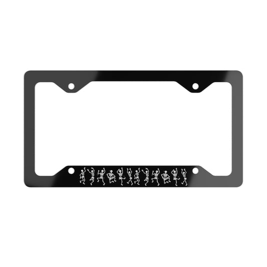 Dancing Skeletons Car Metal License Plate Frame, Spooky License Plate Holder, Funny Car Accessories Gift, Made In The USA