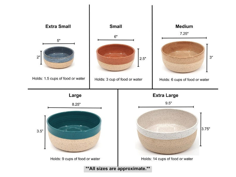 Food or Water 1/3 Dip Handmade Ceramic Dog Bowl | Pottery | Dog Feeder