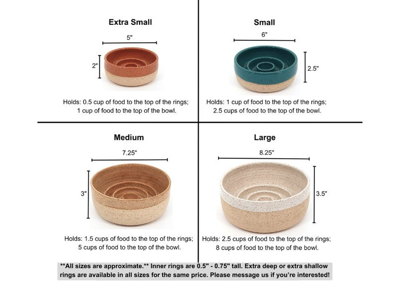 IMPERFECTS / SECONDS: (please message us with any questions) Handmade Ceramic Dog Bowls, Variety (slow feeders OR water bowls)