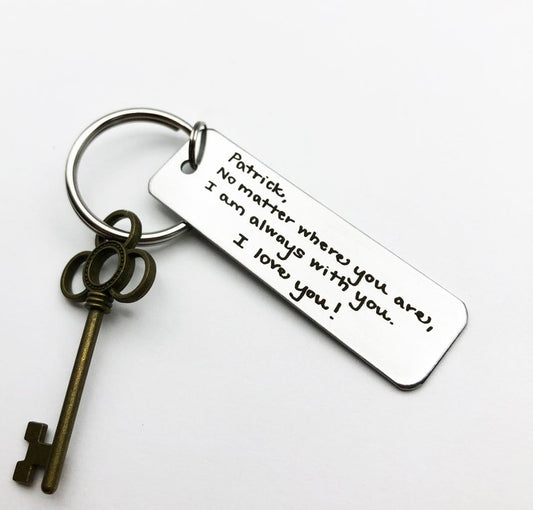 Actual Handwriting Keychain - Design Your Own Custom Keychain Rectangle, Stainless Steel, Laser Engraved - Memorial Keychain - Unique gift