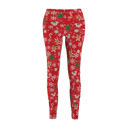 Mickey's Very Merry Christmas Party MVMCP Red Printed Legging | Women's Cut & Sew Casual Leggings - Snowflake Gingerbread Cookie