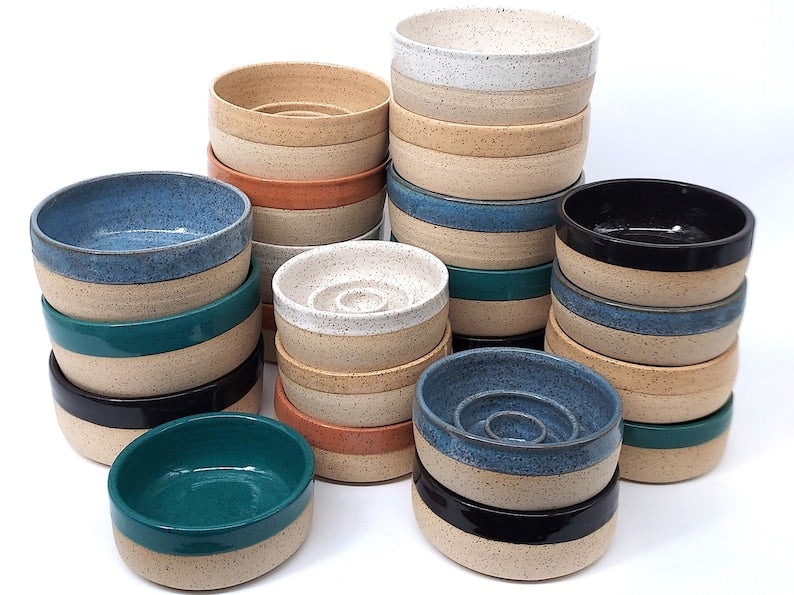 IMPERFECTS / SECONDS: (please message us with any questions) Handmade Ceramic Dog Bowls, Variety (slow feeders OR water bowls)