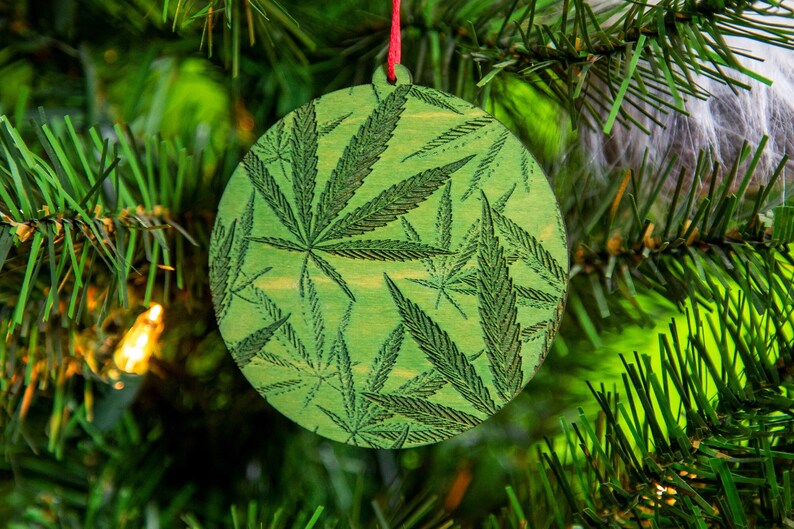 Marijuana Leaves Wooden Ornament