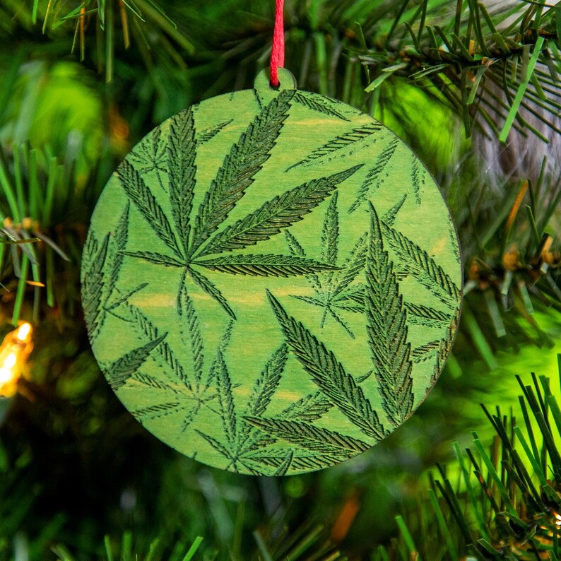Marijuana Leaves Wooden Ornament