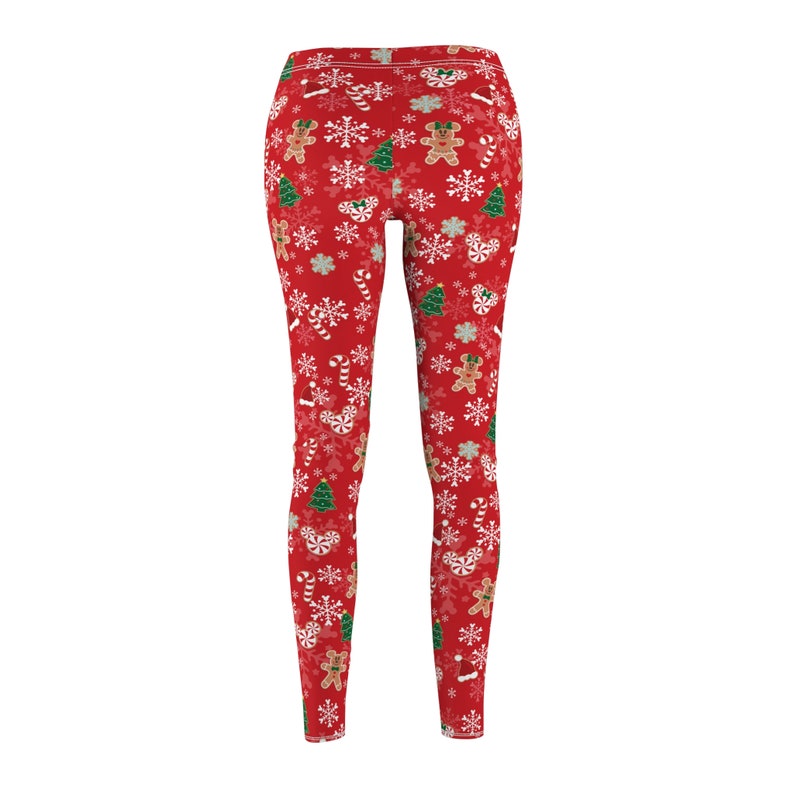 Mickey's Very Merry Christmas Party MVMCP Red Printed Legging | Women's Cut & Sew Casual Leggings - Snowflake Gingerbread Cookie