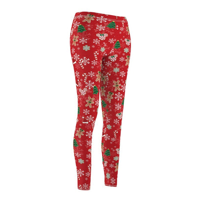 Mickey's Very Merry Christmas Party MVMCP Red Printed Legging | Women's Cut & Sew Casual Leggings - Snowflake Gingerbread Cookie