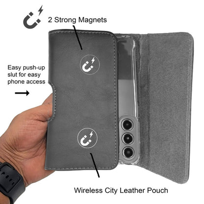 Cell Phone Holster, Genuine Leather Horizontal Belt Case, Belt Clip Phone Pouch, Leather Waist Holster for iPhone & Samsung, Gift for Men