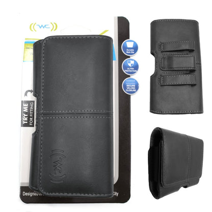 Cell Phone Holster, Genuine Leather Horizontal Belt Case, Belt Clip Phone Pouch, Leather Waist Holster for iPhone & Samsung, Gift for Men