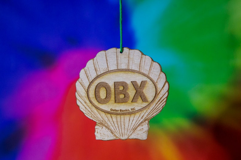 OBX Outer Banks Seashell Wood Ornament