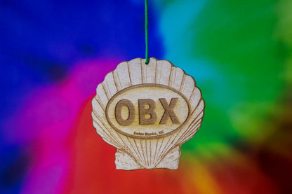 OBX Outer Banks Seashell Wood Ornament