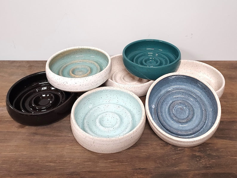 Personalized Slow Feeder Handmade Ceramic Cat Bowl | Custom Bowl | Custom Feeder Bowl | Customization | Pottery | Pet Feeder Bowl