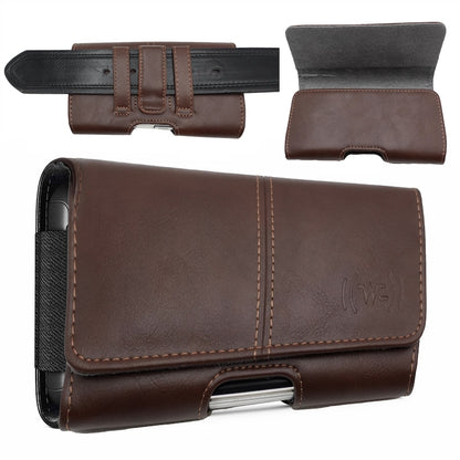 Cell Phone Holster, Genuine Leather Horizontal Belt Case, Belt Clip Phone Pouch, Leather Waist Holster for iPhone & Samsung, Gift for Men