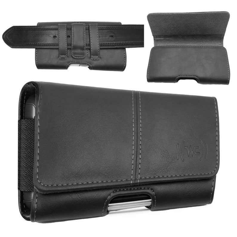 Cell Phone Holster, Genuine Leather Horizontal Belt Case, Belt Clip Phone Pouch, Leather Waist Holster for iPhone & Samsung, Gift for Men