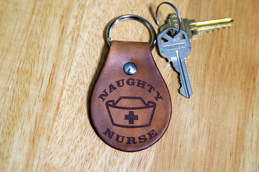 Naughty Nurse Leather Keychain
