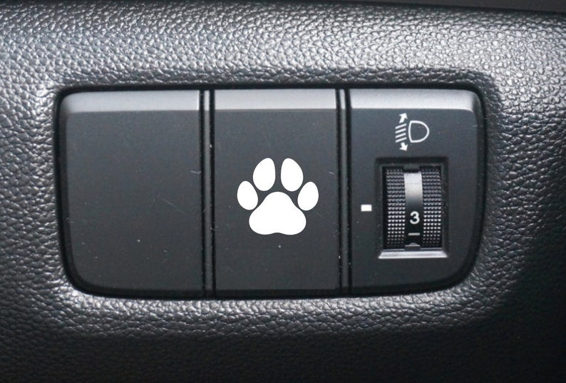 Paw Print Button Decal, Car Decal, Eject Passenger Button, Blank Button, Vinyl Decal, Car Stickers, Vinyl Stickers, Eject Sticker, Cat Decal
