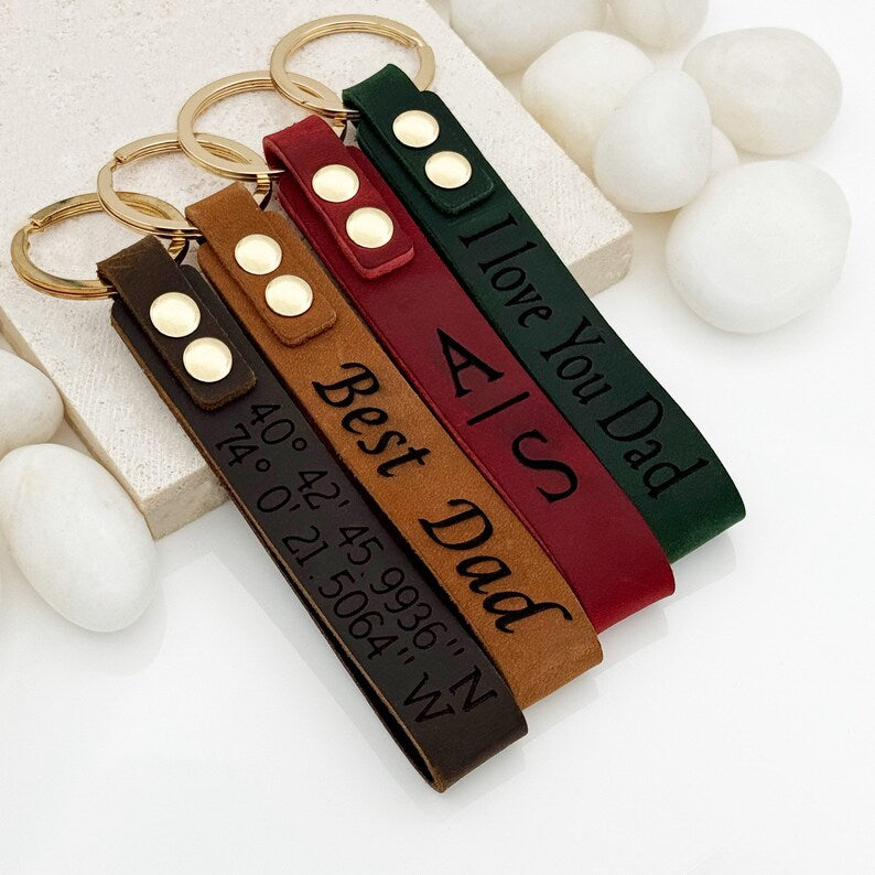 Personalized Leather Keychain • Custom Laser Engraved Gift