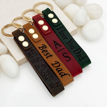 Personalized Leather Keychain • Custom Laser Engraved Gift