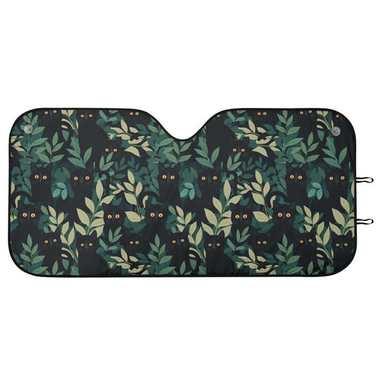 Witchy Cat Forest Car Auto Sun Shade, Funny Black Cat Botanical Windshield Sunshade, Summer Car Gift, Car Accessories, Front Window Cover