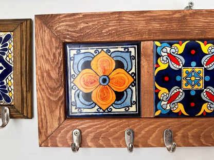 Wall Key Holder & 6 Keys Hooks, Rustic Storage Shelf Hook, Entryway Decor, Hall Tidy, Mail Organizer, Hanging Tiled Key Rack, Christmas Gift