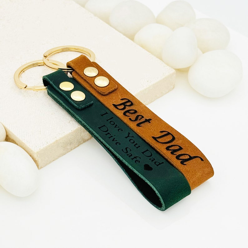 Personalized Leather Keychain • Custom Laser Engraved Gift
