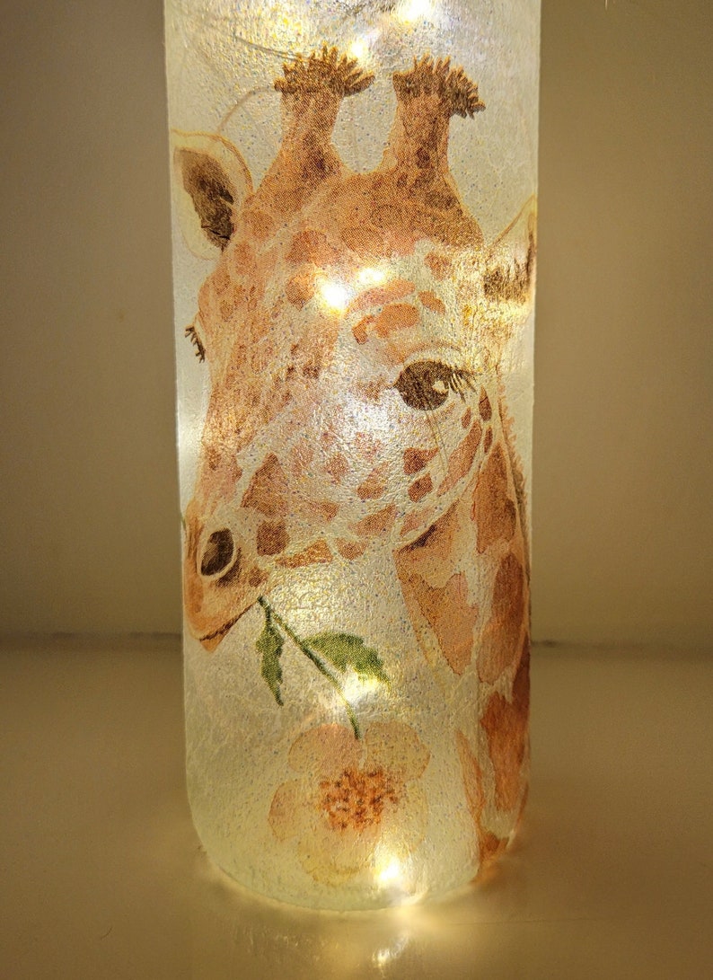 Giraffe Bottle Lamp | Safari Home Decor | Wildlife Gift | Handmade LED Bottle Light