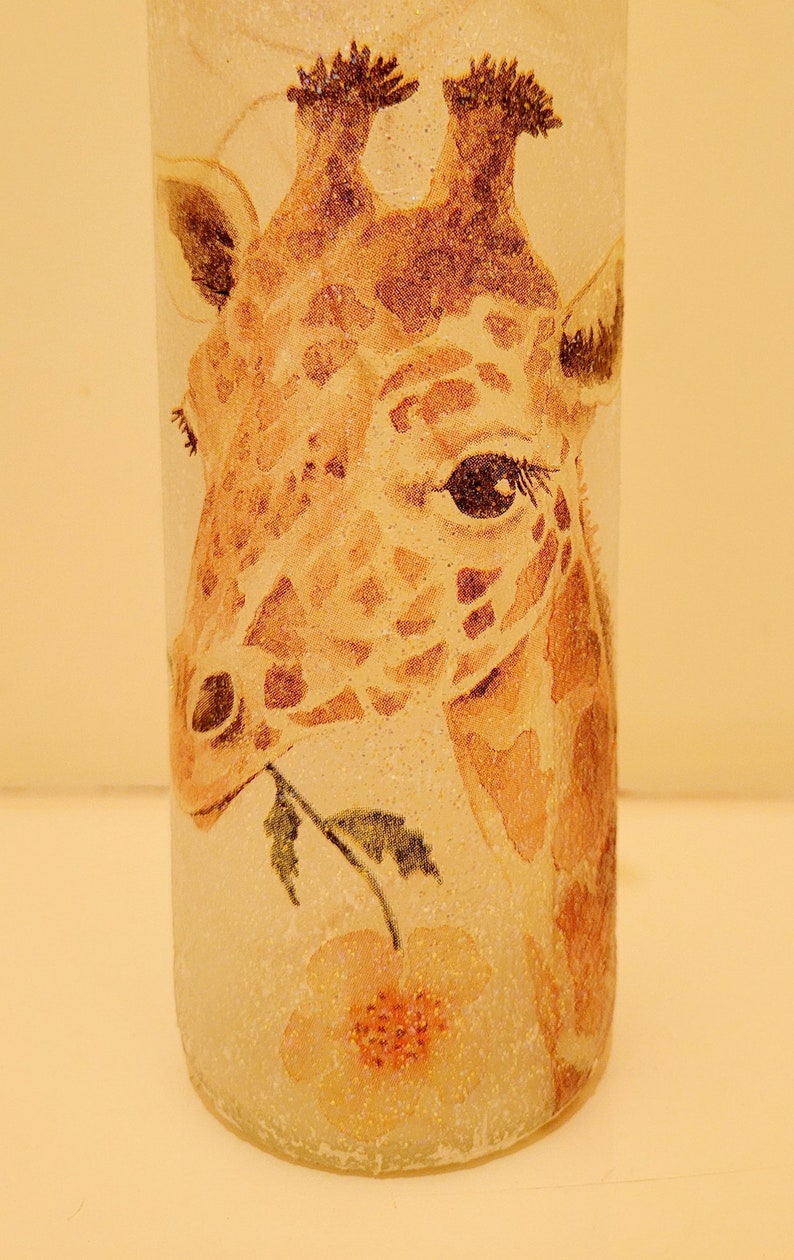 Giraffe Bottle Lamp | Safari Home Decor | Wildlife Gift | Handmade LED Bottle Light