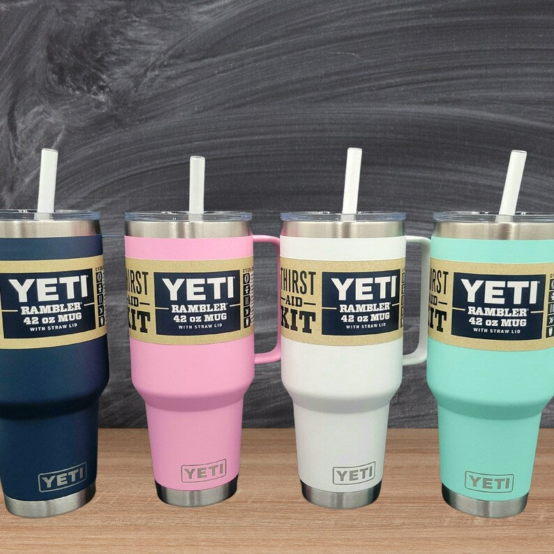 Personalized YETI 42oz Mug – Custom Laser Engraved Tumbler with Straw