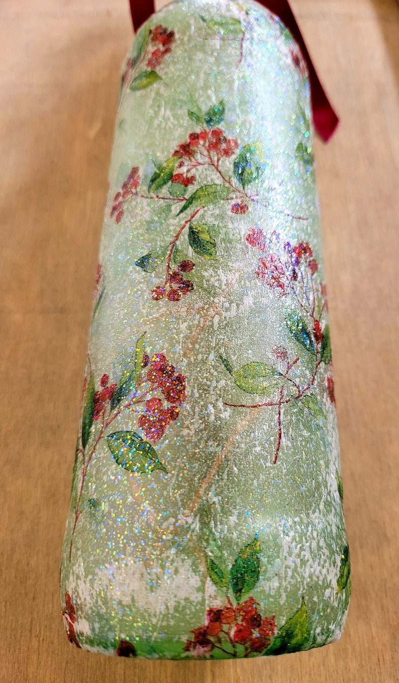 Berry Leaf Bottle Lamp | Decoupage LED Lighting | Nature Inspired Home Decor