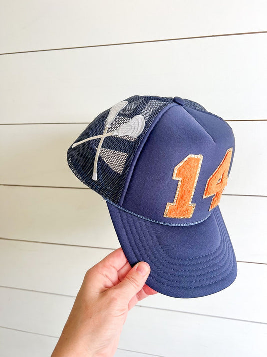 Lacrosse Patch Trucker Hat: Custom Team Number, Vintage Style