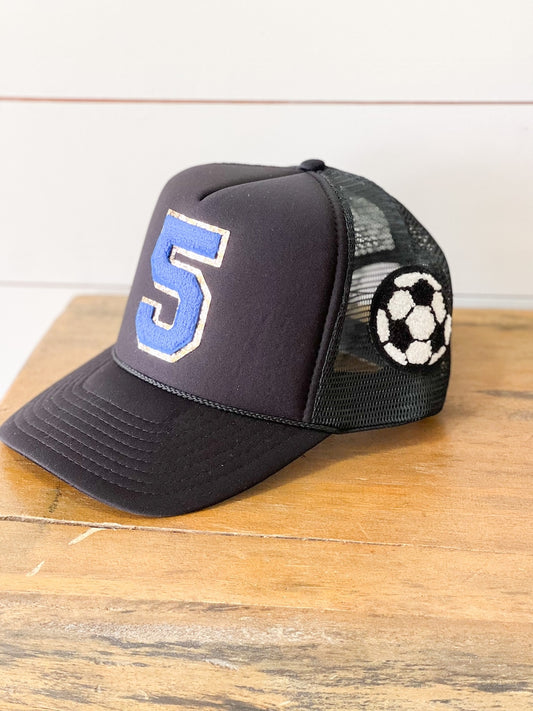 Custom Soccer Trucker Hat: Vintage Style Sports Number