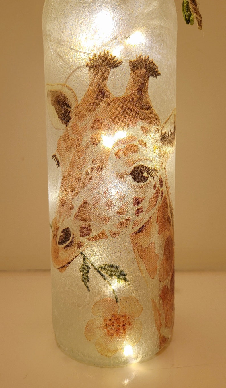 Giraffe Bottle Lamp | Safari Home Decor | Wildlife Gift | Handmade LED Bottle Light