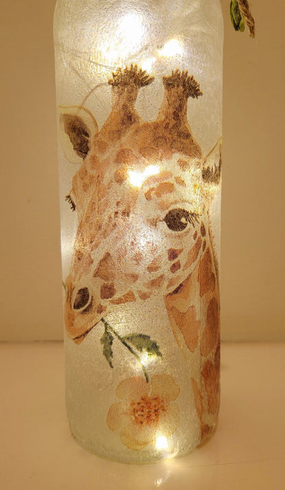 Giraffe Bottle Lamp | Safari Home Decor | Wildlife Gift | Handmade LED Bottle Light