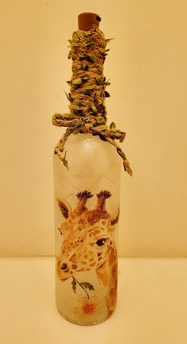 Giraffe Bottle Lamp | Safari Home Decor | Wildlife Gift | Handmade LED Bottle Light