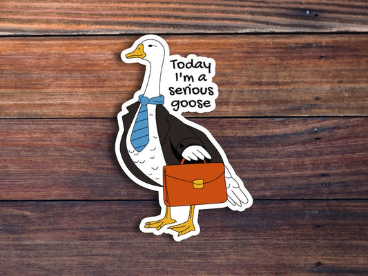 Serious Goose Sticker, Funny Sticker, Waterproof Vinyl Decal, Business Goose Sticker