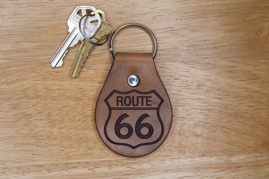 Route 66 Leather Keychain
