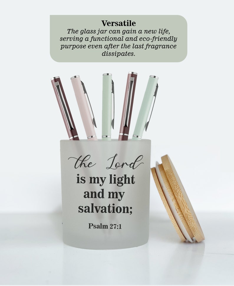 Personalized Bible Verse Candle, Psalm 27:1 Scripture Gift, Devotional Light Candle