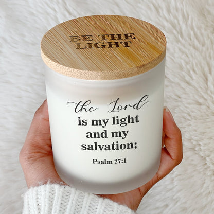 Personalized Bible Verse Candle, Psalm 27:1 Scripture Gift, Devotional Light Candle