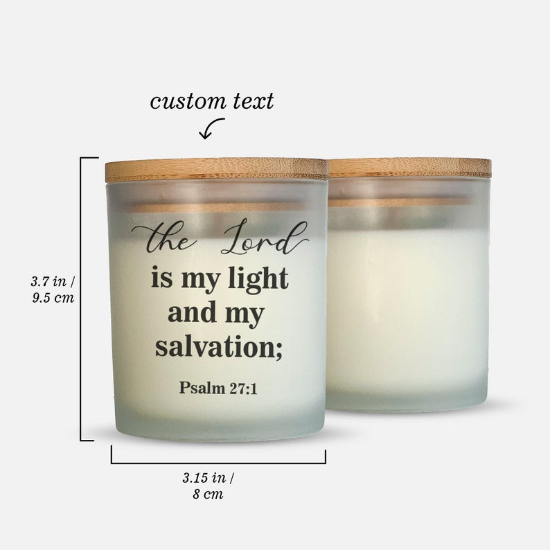 Personalized Bible Verse Candle, Psalm 27:1 Scripture Gift, Devotional Light Candle