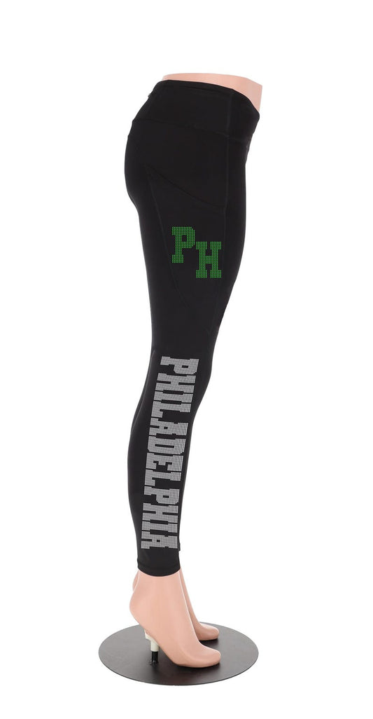 Philadelphia Rhinestone Football Leggings: Bling Game Day Pants