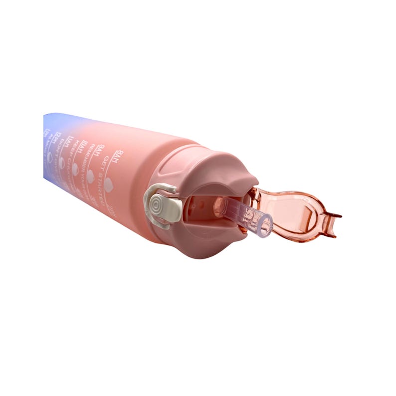 Personalised Motivational Water Bottle with Pop Up Straw and Time Markings, Leak Proof, BPA free