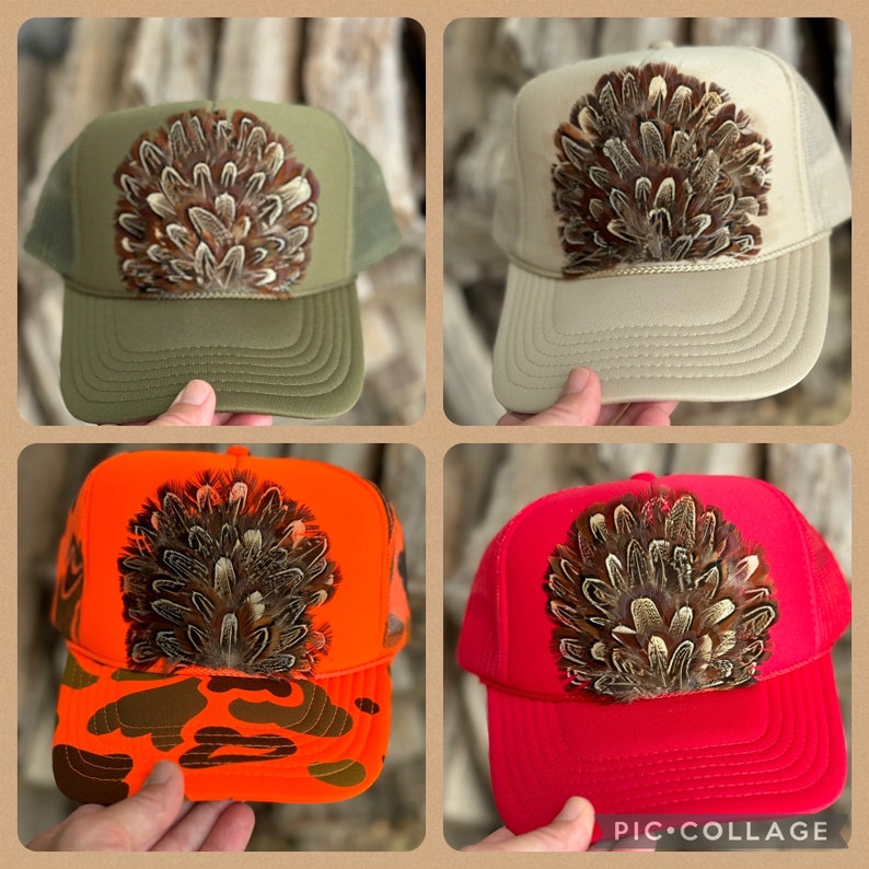 Pheasant Feather Trucker Hat – Camo Hunting Hat, Unisex