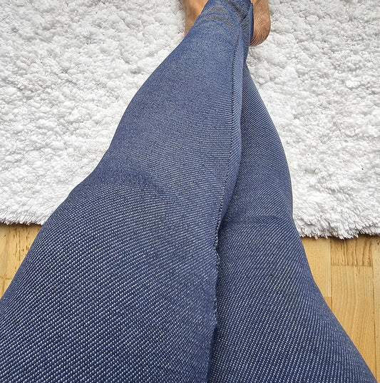 Fleece Lined Denim Look Leggings: Ultra Soft Loungewear, Activewear