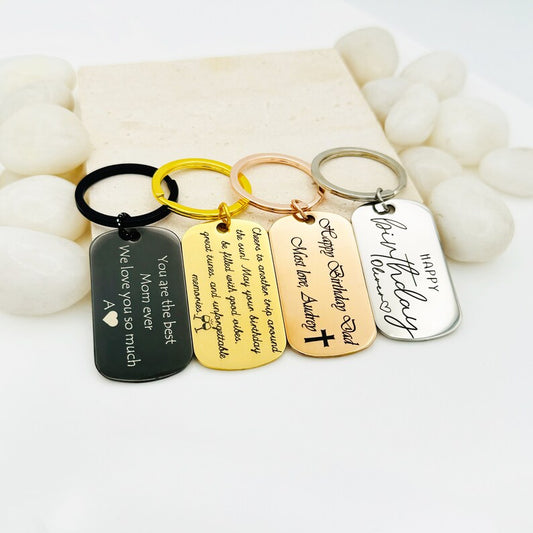 Engraved Keychain • Actual Handwriting, Stainless Steel Personalized Gift