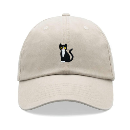 Black & White Tuxedo Cat Baseball Cap Vintage Washed Cotton Unisex Dad Hat Adjustable Funny Faded Sports Sun Summer Holiday Cat Lady Man