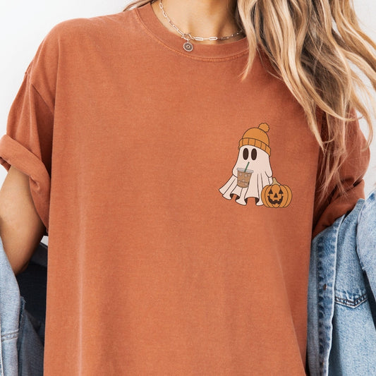 Ghost Iced Coffee Comfort Colors® Shirt: Spooky Season Fall Tee