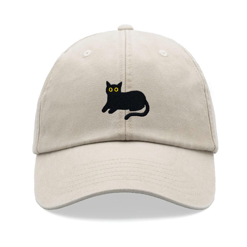 Black Cat Lying Down Baseball Cap Vintage Washed Cotton Unisex Dad Hat Adjustable Funny Faded Sports Sun Summer Holiday Funny Cat Lady Man